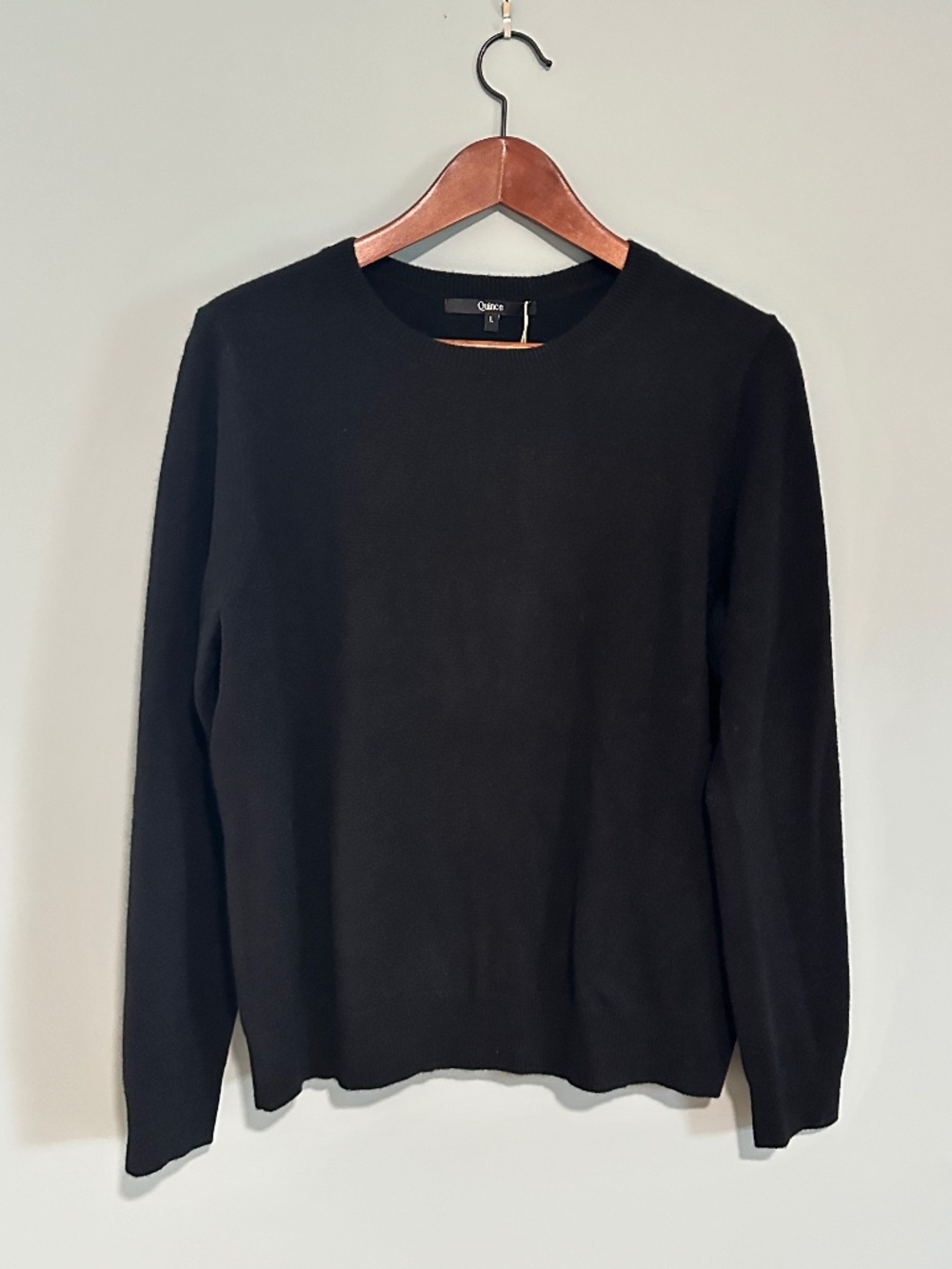 Quince Cashmere Crewneck Sweater, size large, black, NWT